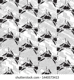 Grunge halftone black and white line texture background. Abstract stripe vector illustration Texture