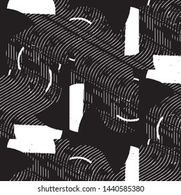 Grunge halftone black and white line texture background. Abstract stripe vector illustration Texture