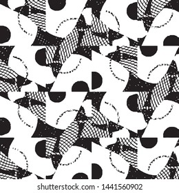 Grunge halftone black and white line texture background. Abstract stripe vector illustration Texture
