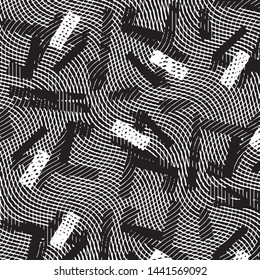 Grunge halftone black and white line texture background. Abstract stripe vector illustration Texture