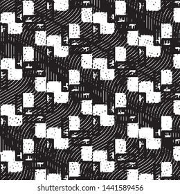 Grunge halftone black and white line texture background. Abstract stripe vector illustration Texture