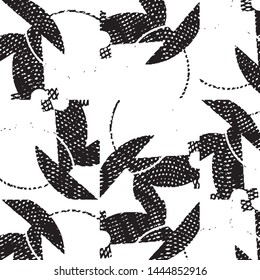 Grunge halftone black and white line texture background. Abstract stripe vector illustration Texture