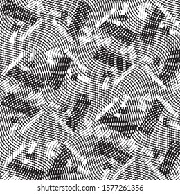Grunge halftone black and white line texture background. Abstract spotted vector illustration Texture