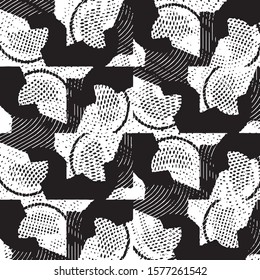 Grunge halftone black and white line texture background. Abstract spotted vector illustration Texture