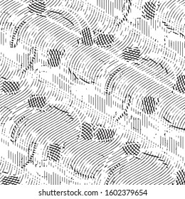Grunge halftone black and white line texture background. Abstract stripe vector illustration Texture