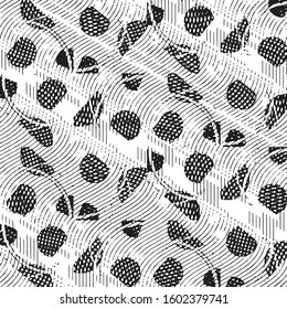 Grunge halftone black and white line texture background. Abstract stripe vector illustration Texture
