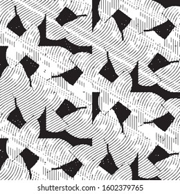 Grunge halftone black and white line texture background. Abstract stripe vector illustration Texture