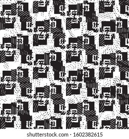 Grunge halftone black and white line texture background. Abstract stripe vector illustration Texture