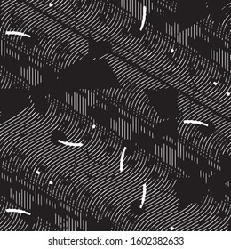 Grunge halftone black and white line texture background. Abstract stripe vector illustration Texture