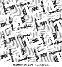 Grunge halftone black and white line texture background. Abstract stripe vector illustration Texture