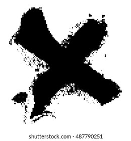 Grunge halftone  black and white X