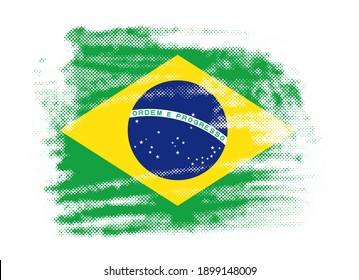 Grunge medio tono de fondo de la bandera de Brasil.