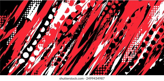 grunge halftone brush abstract background in black, white, and red