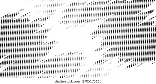 Fundo de rascunho diagonal de meio-tom grunge. Textura de ruído de grão desvanecendo. Papel de parede de areia pontilhada da arte pop. Fundo de pixel retrô. Anime ou manga estilo história em quadrinhos. Ilustração vetorial.