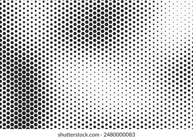 Grunge halftone dot pattern vector background in black and white colors. Modern background for business cards, posters, sites, covers, postcards, labels mockup. Pop Art Design. Vector illustration.