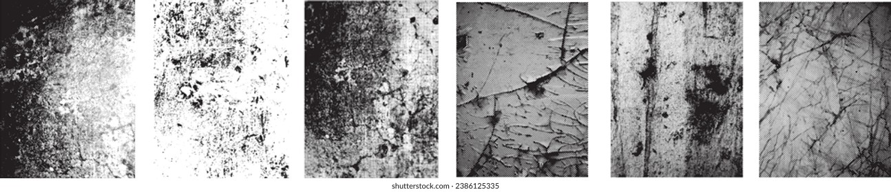 Grunge el conjunto de fondo de los puntos de medio tono.Vector de textura.Grano de presión de sobreposición de polvo,Ilustración simple sobre cualquier objeto para crear efecto ondulado.textura abstracta, salpicada, sucia para su diseño. 