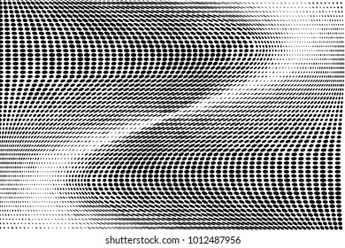 Grunge halftone dots pattern texture 
background. Modern vector illustration. Abstract curves. Points backdrop. Grungy spotted pattern. Monochrome template for web design, covers, web sites, banners
