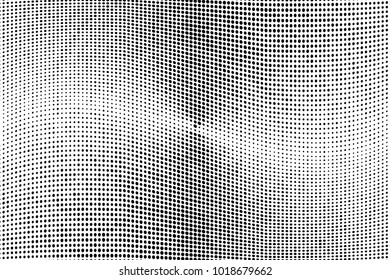 Grunge halftone dots pattern texture 
background. Modern vector illustration. Abstract curves. Points backdrop. Grungy spotted pattern. Monochrome template for web design, covers, web sites, banners
