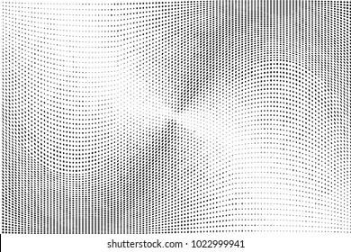 Grunge halftone dots pattern texture 
background. Polka dot design. Modern dotted vector illustration. Abstract curves. Points backdrop. Grungy spotted pattern.
