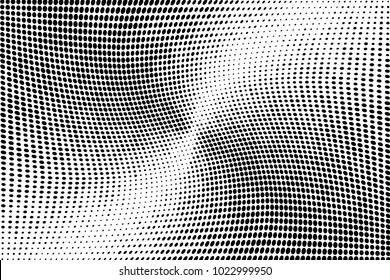 Grunge halftone dots pattern texture 
background. Polka dot design. Modern dotted vector illustration. Abstract curves. Points backdrop. Grungy spotted pattern.
