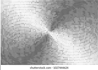 Grunge halftone dots pattern texture 
background. Modern vector illustration. Abstract curves. Points backdrop. Grungy spotted pattern. Monochrome template for web design, covers, web sites, banners
