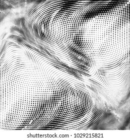 Grunge halftone dots pattern texture 
background. White and black paint stains. Modern vector  illustration. Abstract curves. Points backdrop. Grungy spotted pattern
