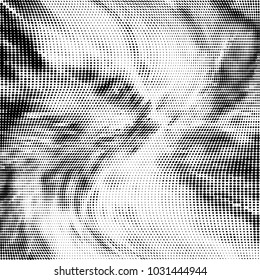 Grunge halftone dots pattern texture 
background. Black points stains. Modern vector  illustration. Abstract curves. Polka dot backdrop. Grungy spotted pattern
