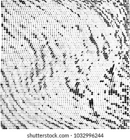 Grunge halftone dots pattern texture 
background. Black and white paint stains.  Abstract curves. Points backdrop. Grungy spotted pattern.Modern vector illustration

