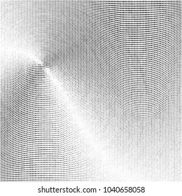 Grunge halftone dots pattern texture background. Black pixels. Modern dotted vector illustration. Abstract wavy lines. Points backdrop. Grungy spotted pattern