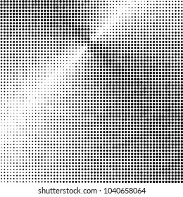 Grunge halftone dots pattern texture background. Black pixels. Modern dotted vector illustration. Abstract wavy lines. Points backdrop. Grungy spotted pattern