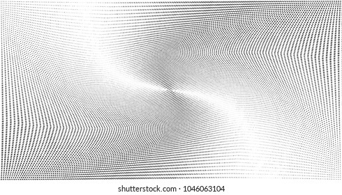 Grunge halftone dots pattern texture background. Black pixels. Modern dotted vector illustration. Abstract wavy lines. Points backdrop. Grungy spotted pattern. Wide image