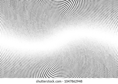 Grunge halftone dots pattern texture background. Black and white paint stains. Modern dotted vector illustration. Abstract wavy lines. Points backdrop. Grungy spotted pattern
