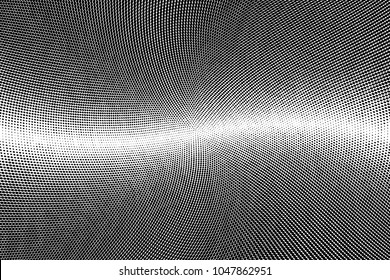 Grunge halftone dots pattern texture background. Black and white paint stains. Modern dotted vector illustration. Abstract wavy lines. Points backdrop. Grungy spotted pattern
