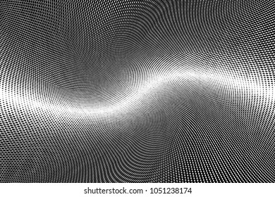 Grunge halftone dots pattern texture background. Black pixels. Modern dotted vector illustration. Abstract wavy lines. Points backdrop. Grungy spotted pattern