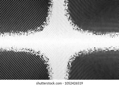 Grunge halftone dots pattern texture background. Black pixels. Modern dotted vector illustration. Abstract wavy lines. Points backdrop. Grungy spotted patter
