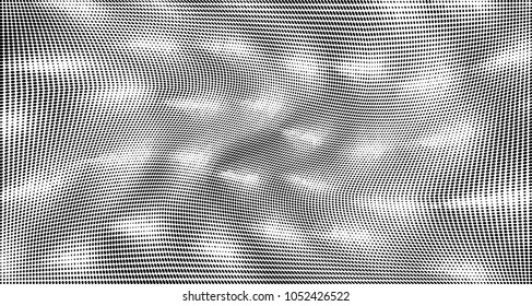 Grunge halftone dots pattern texture background. Black pixels. Modern dotted vector illustration. Abstract wavy lines. Points backdrop. Grungy spotted patter
