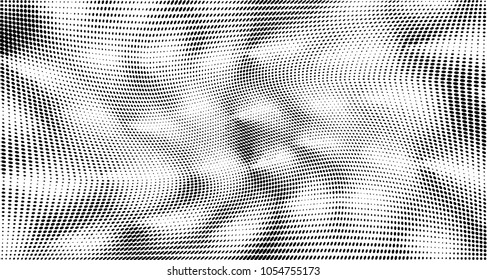 Grunge halftone dots pattern texture background. Black pixels. Modern dotted vector illustration. Abstract wavy lines. Points backdrop. Grungy spotted pattern. Wide image