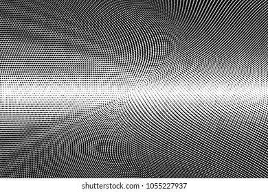 Grunge halftone dots pattern texture background. Black pixels. Modern dotted vector illustration. Abstract wavy lines and curves. Points backdrop. Grungy spotted pattern