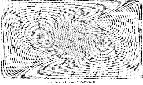 Grunge halftone dots pattern texture background. Black pixels. Modern dotted vector illustration. Abstract wavy lines. Points backdrop. Grungy spotted pattern. Wide image