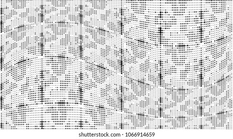 Grunge halftone dots pattern texture background. Black pixels. Modern dotted vector illustration. Abstract wavy lines. Points backdrop. Grungy spotted pattern. Wide template for web design