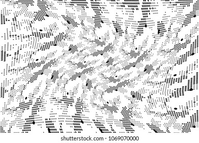 Grunge halftone dots pattern texture background. Black and white pixels. Modern dotted vector illustration. Abstract wavy lines. Points backdrop. Gradient spotted pattern. Wide image