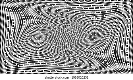 Grunge halftone dots pattern texture background. Pixels art. Modern dotted vector illustration. Abstract wavy lines. Points backdrop. Grungy spotted pattern. Wide image