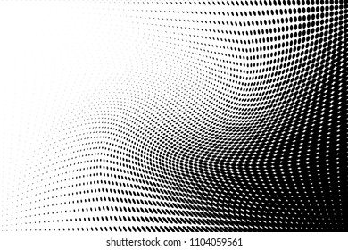 Grunge halftone dots pattern texture background. Abstract curves. Points backdrop. Wavy dotted spotted 
pattern. Modern abstract dotted vector illustration for design, covers, web  banners