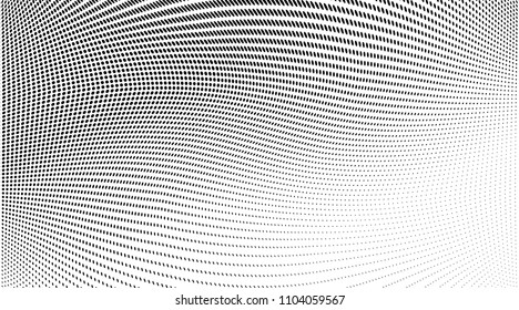 Grunge halftone dots pattern texture background. Abstract curves. Points backdrop. Wavy dotted spotted 
pattern. Modern abstract dotted vector illustration for design, covers, web  banners