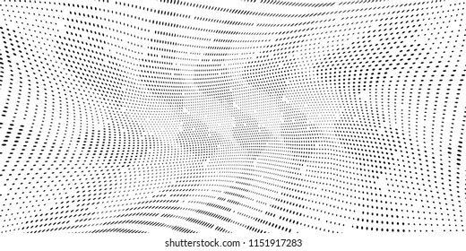 Grunge halftone dots pattern texture background. Pixels ornament. Modern dotted vector illustration. Abstract wavy lines. Points backdrop. Grungy spotted patter