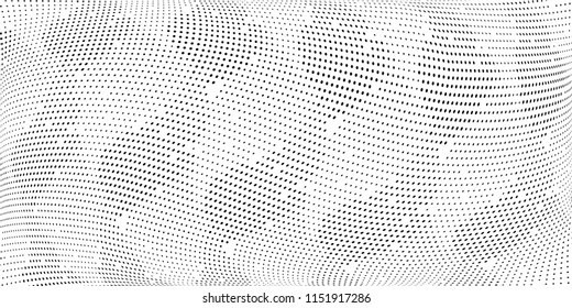 Grunge halftone dots pattern texture background. Pixels ornament. Modern dotted vector illustration. Abstract wavy lines. Points backdrop. Grungy spotted patter
