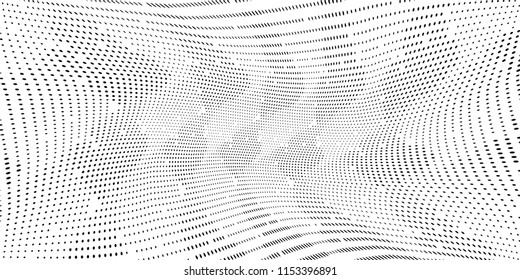 Grunge halftone dots pattern texture background. Pixels ornament. Modern dotted vector illustration. Abstract wavy lines. Points backdrop. Grungy spotted patter