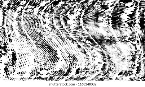 Grunge halftone dots pattern texture background. Modern dotted illustration. Abstract curves. Grungy frame. Geometric spotted pattern. Monochrome template for web design, covers, web sites, banners