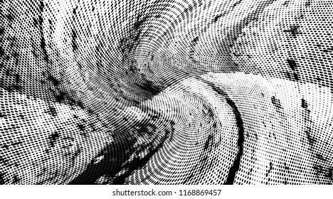 Grunge halftone dots pattern texture background. Modern dotted vector illustration. Abstract curves. Grungy frame. Geometric spotted pattern. Monochrome template for web design, covers,  banners