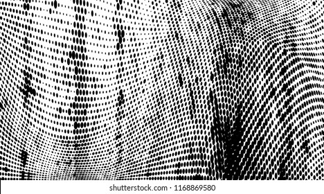 Grunge halftone dots pattern texture background. Modern dotted vector illustration. Abstract curves. Grungy frame. Geometric spotted pattern. Monochrome template for web design, covers,  banners
